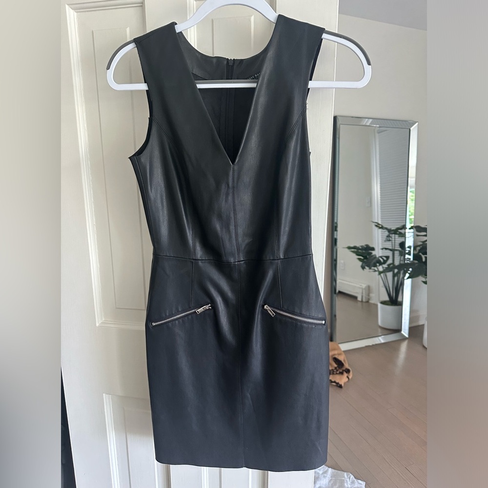 Zara XS faux leather mini dress